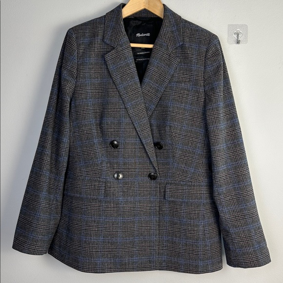 Madewell The Rosedale Blazer Italian Fabric Coat in Kyle Mini Glen Plaid Size 10 - Picture 2 of 16